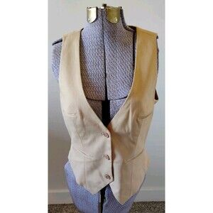 Maxime Brand Vest Women's Medium Tan Waistcoat Cotton Blend sz M